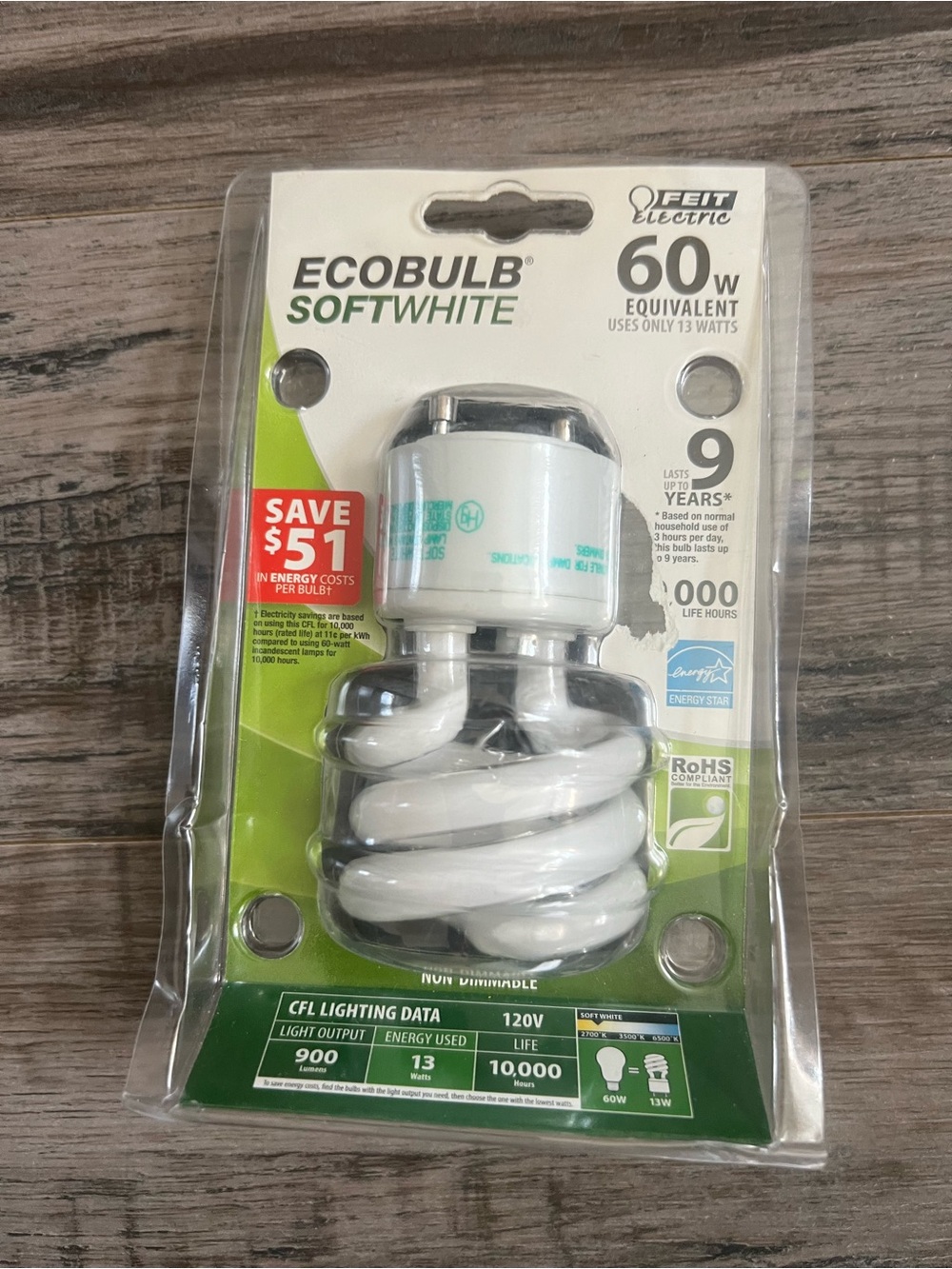 Feit Electric BPESL13T/GU24 60-Watt Equivalent GU24 CFL Bulb